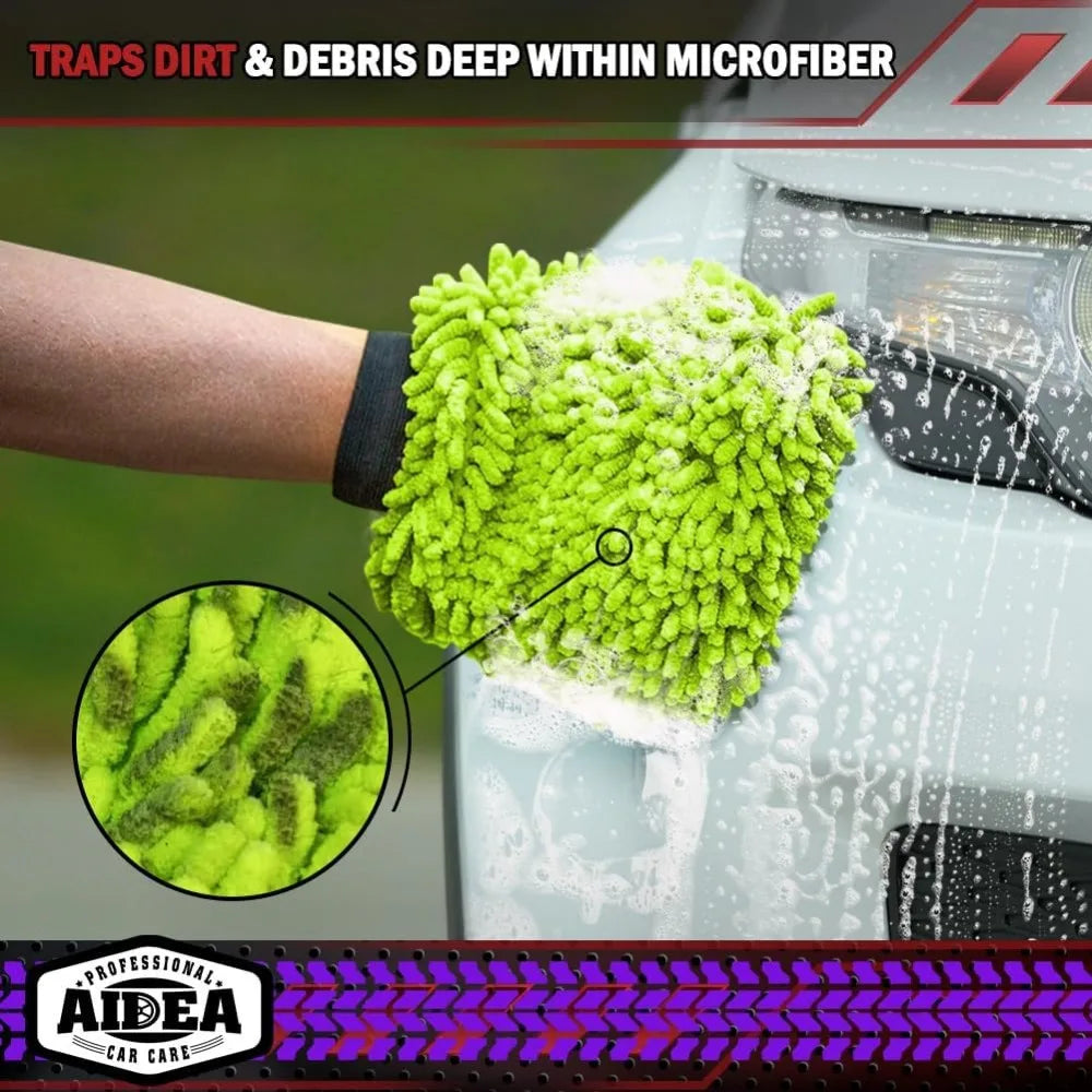 Premium Lint‑Free Microfiber Wash Mitt Set