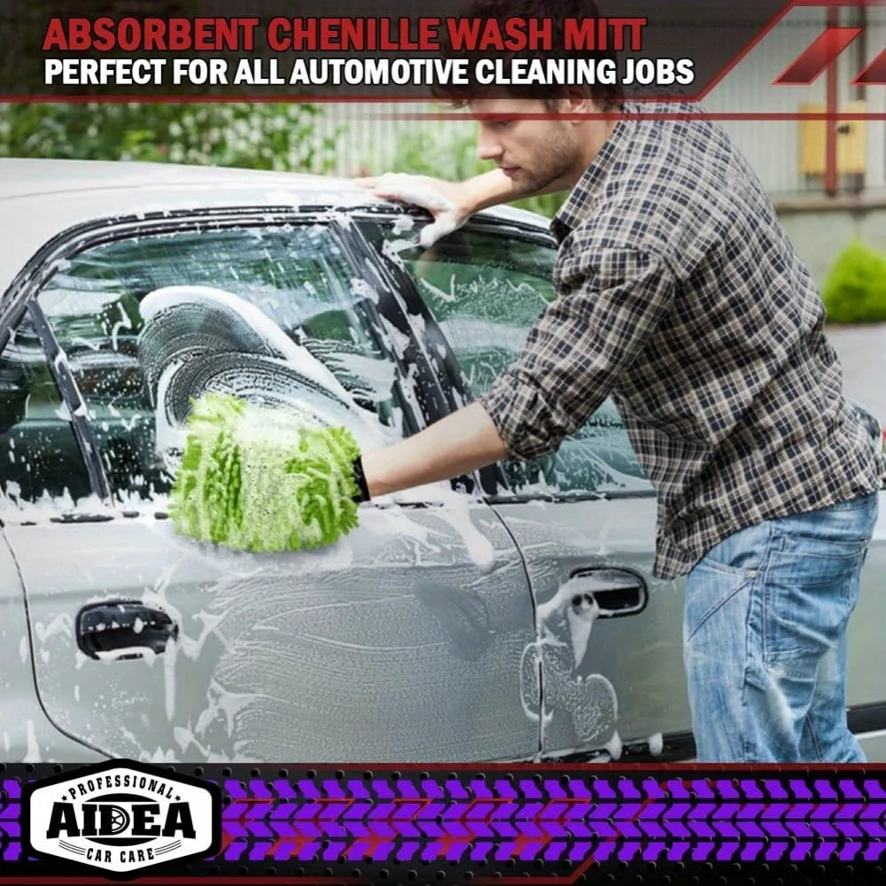 Premium Lint‑Free Microfiber Wash Mitt Set